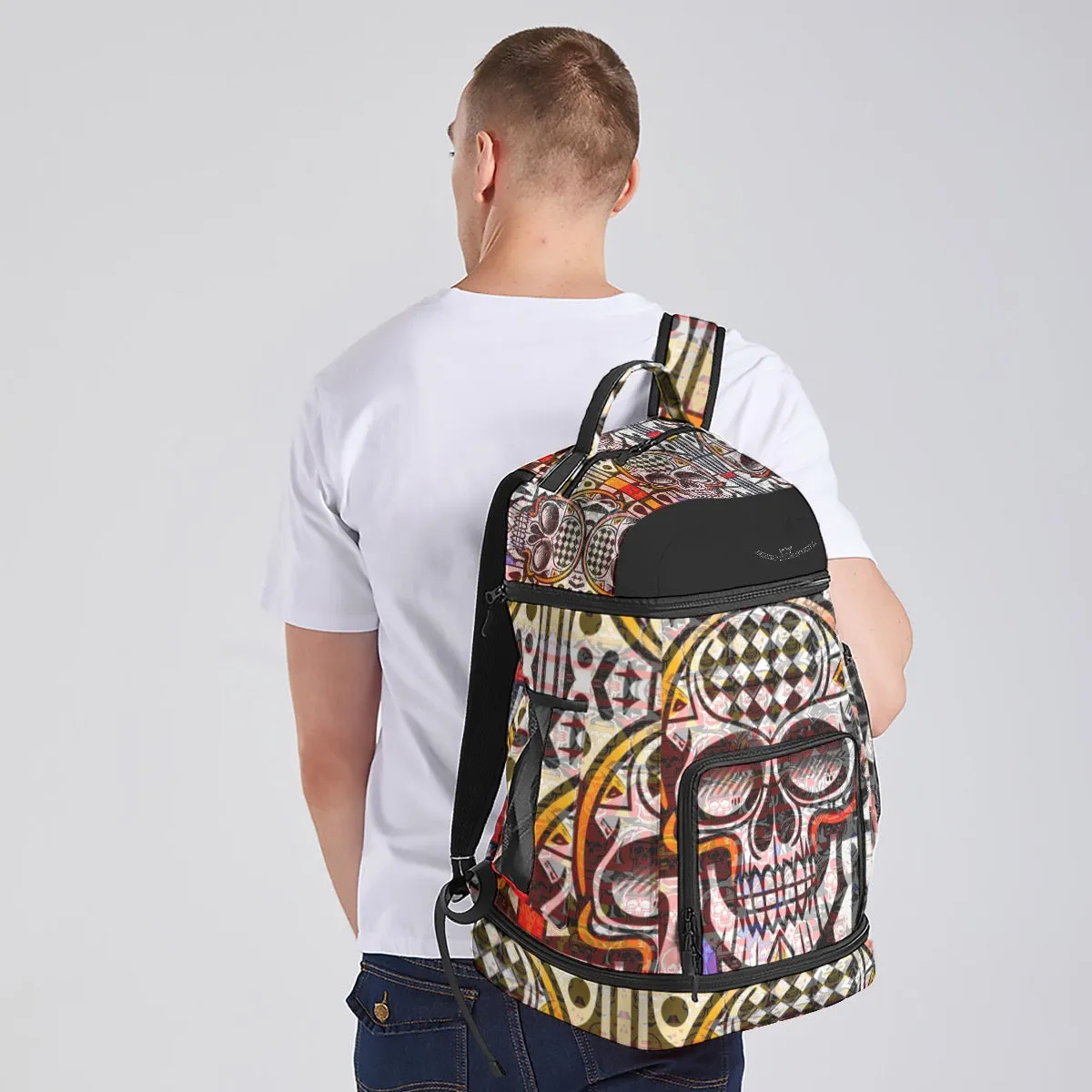 All-Over Print Multifunctional Backpack JAXS3 skull print