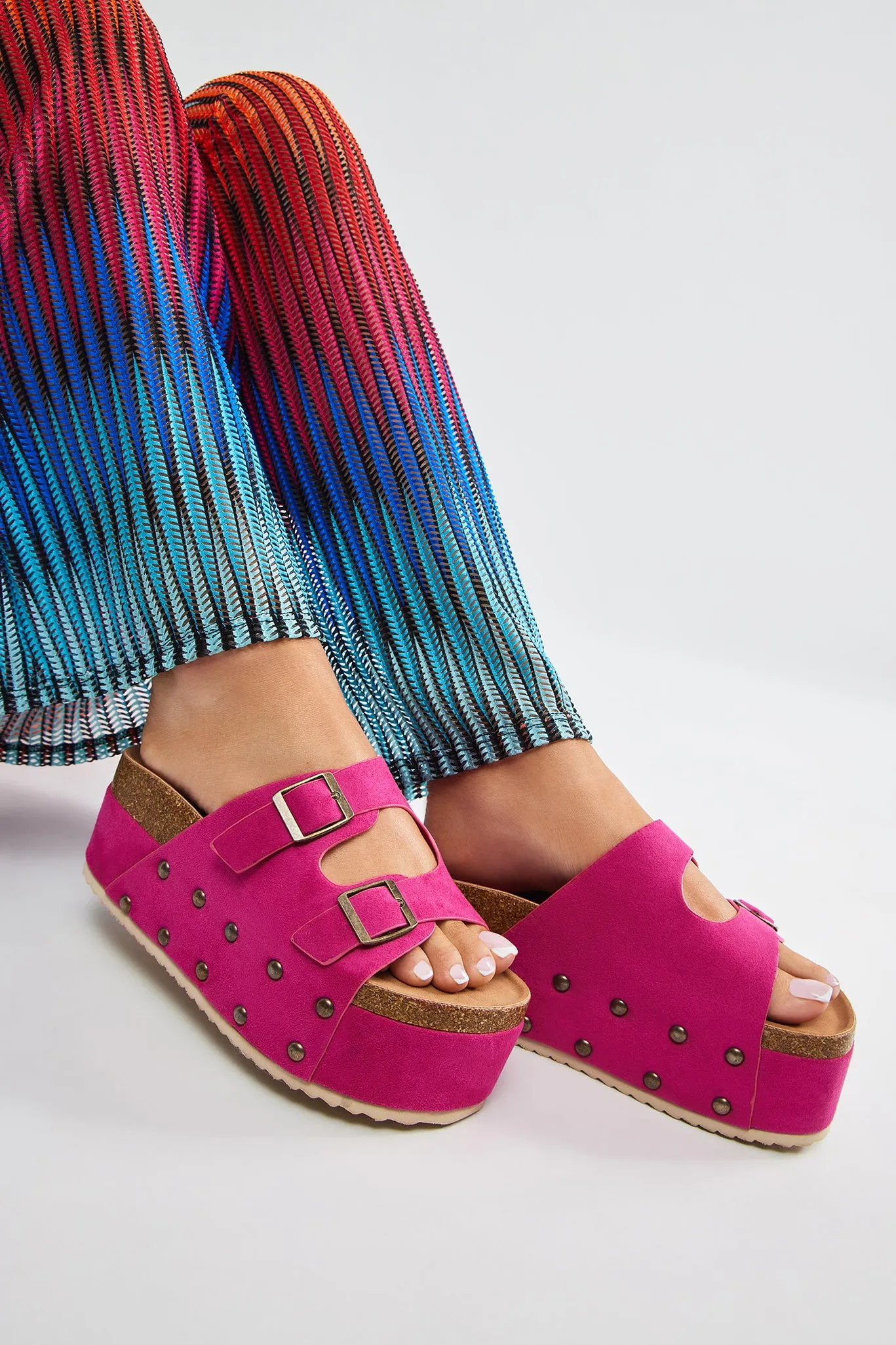 Aryanna Platform Slides - Pink