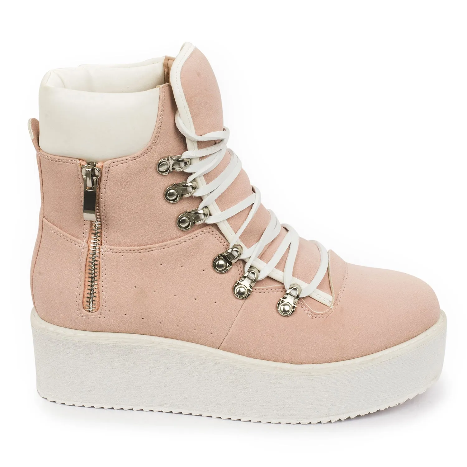 Baby Pink Lace Up High Tops