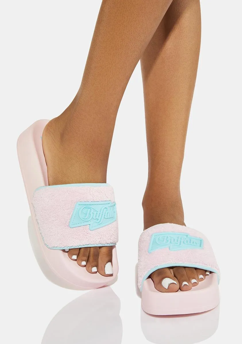 Baby Pink Lake Terry Platform Slides