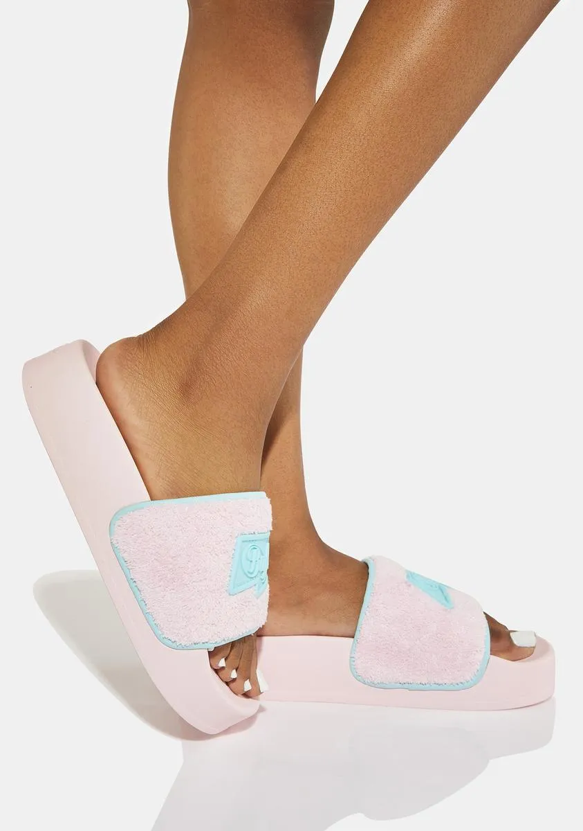 Baby Pink Lake Terry Platform Slides