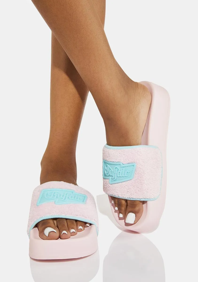 Baby Pink Lake Terry Platform Slides