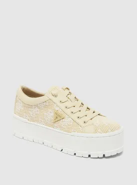 Beige Logo Chunky Lo-Top Sneakers