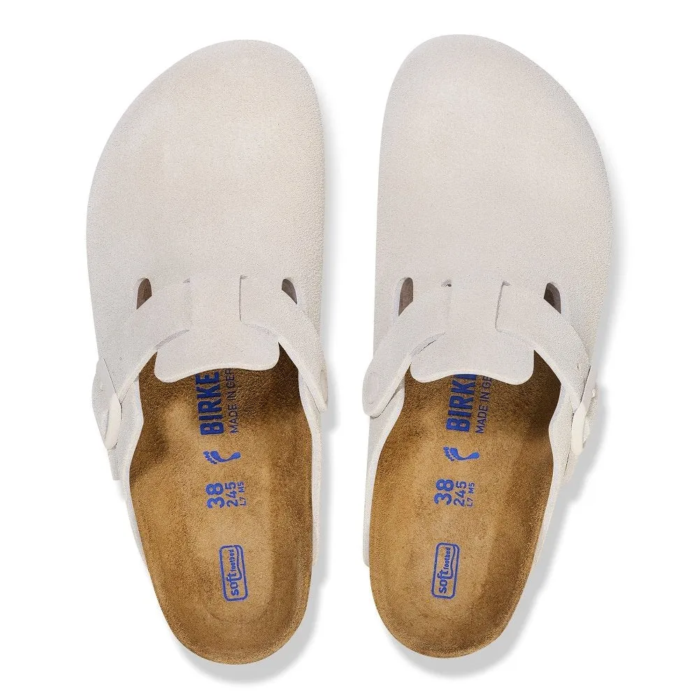 Birkenstock Boston Soft Footbed - Antique White Suede