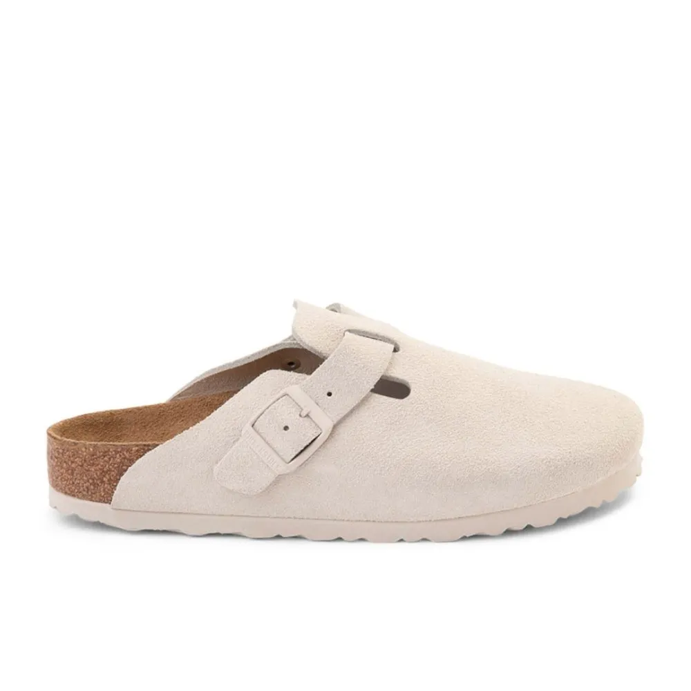 Birkenstock Boston Soft Footbed - Antique White Suede