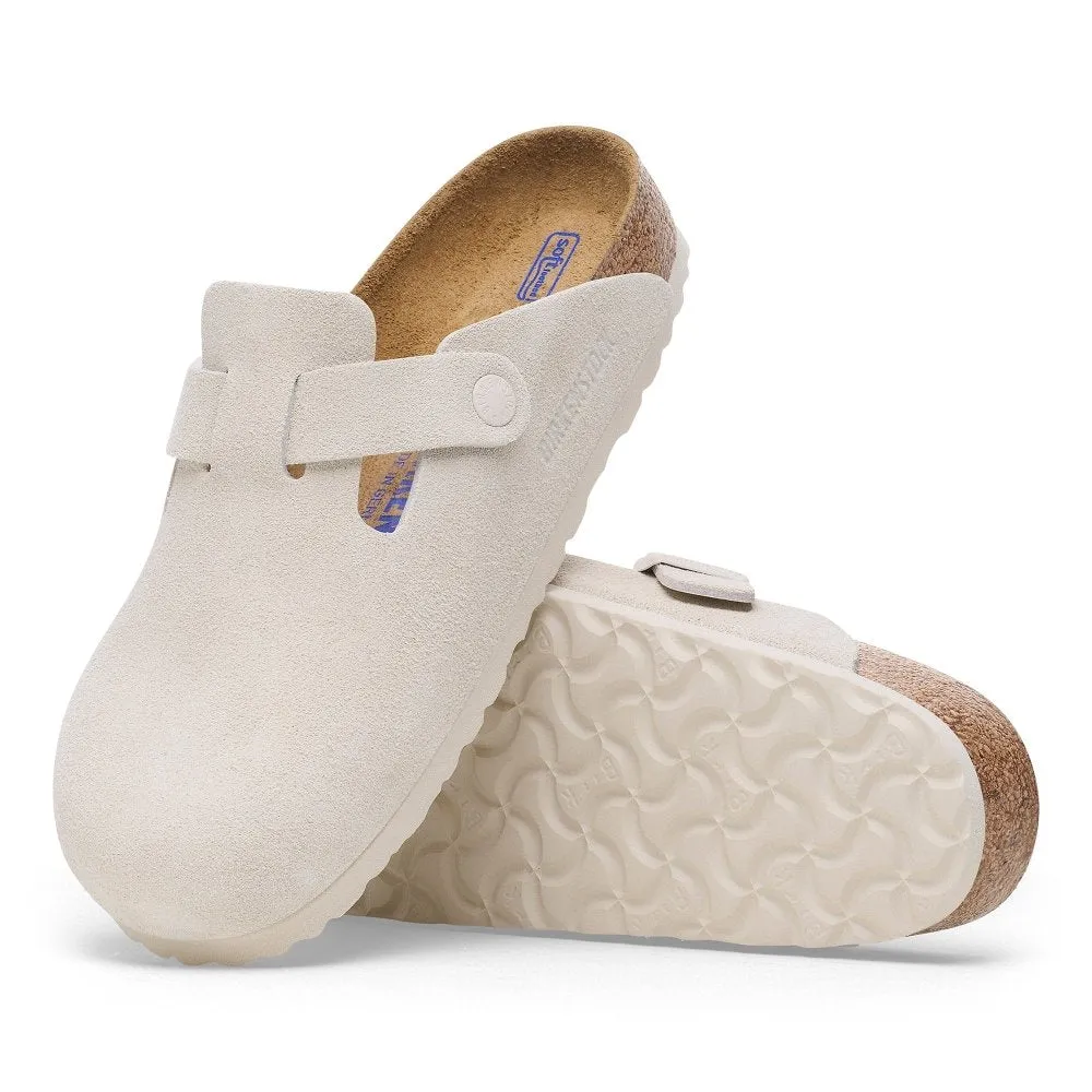 Birkenstock Boston Soft Footbed - Antique White Suede