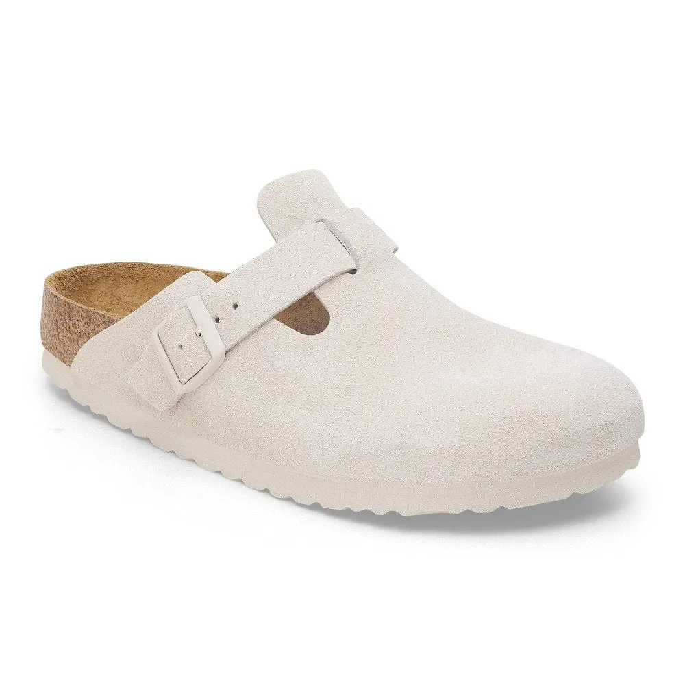 Birkenstock Boston Soft Footbed - Antique White Suede