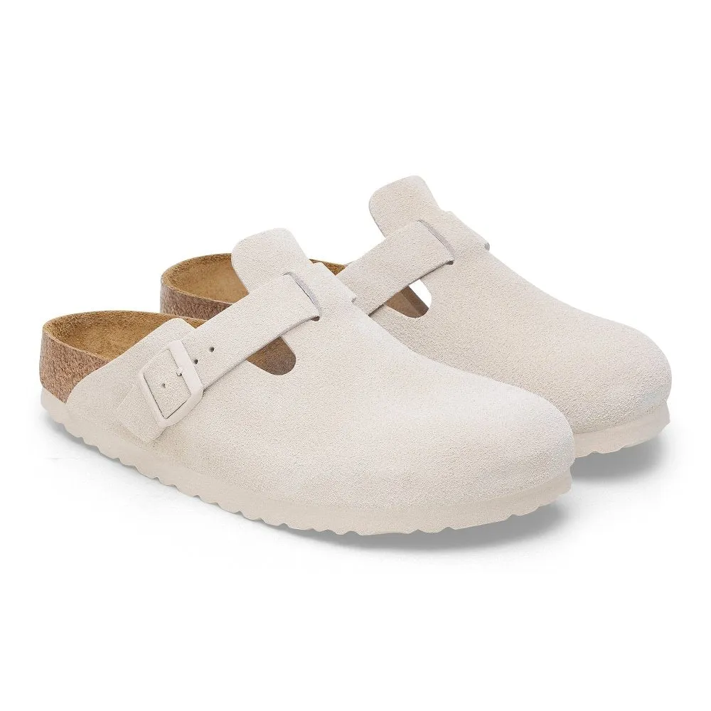 Birkenstock Boston Soft Footbed - Antique White Suede