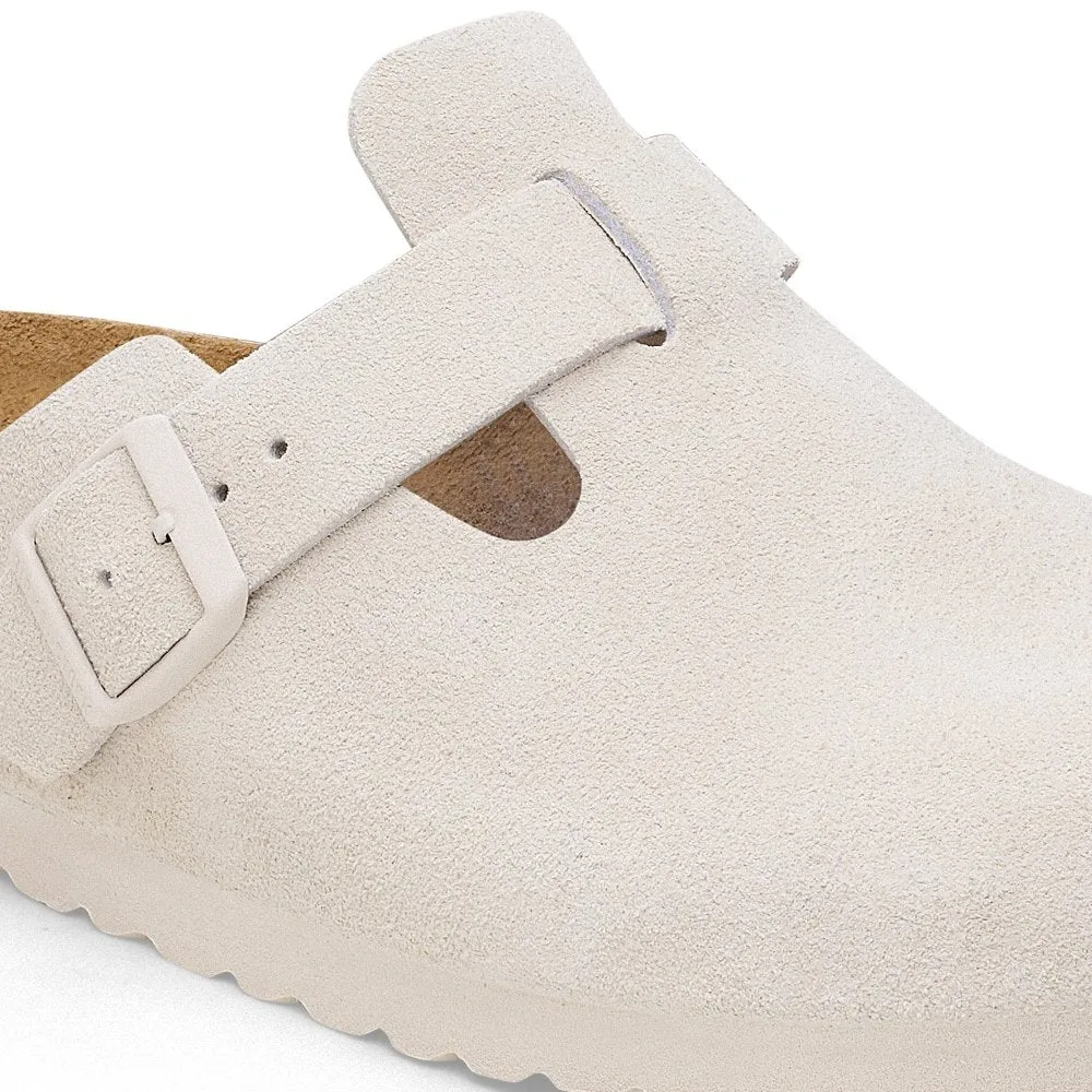 Birkenstock Boston Soft Footbed - Antique White Suede