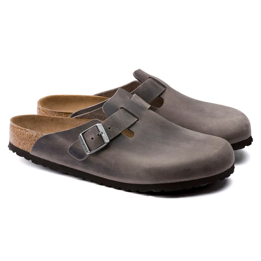 Birkenstock Boston Soft Footbed - Iron Oiled Leather