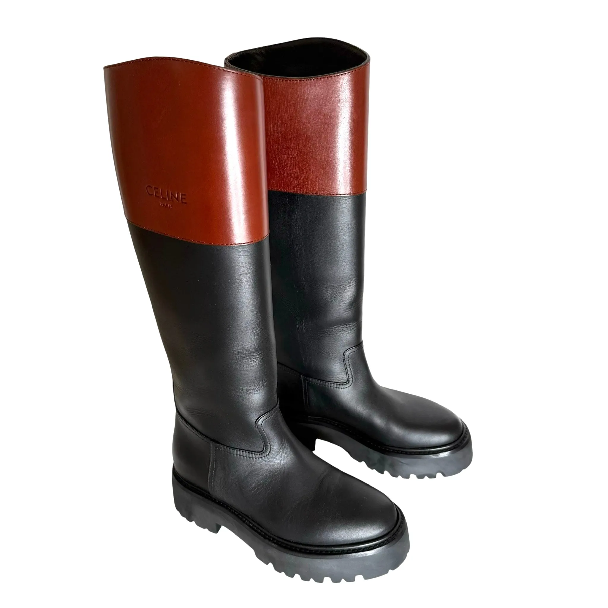 Black & Brown Tall Boots - 7.5