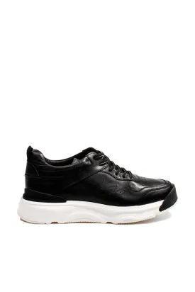 Black Leather Chunky Sneakers Wessi