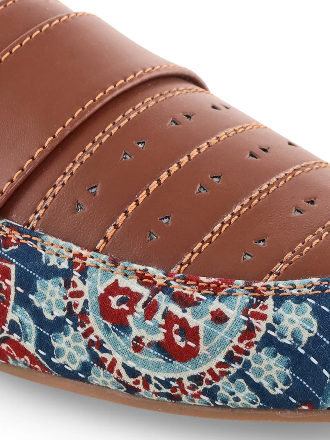 Blue Ajrakh Kantha Moccasins