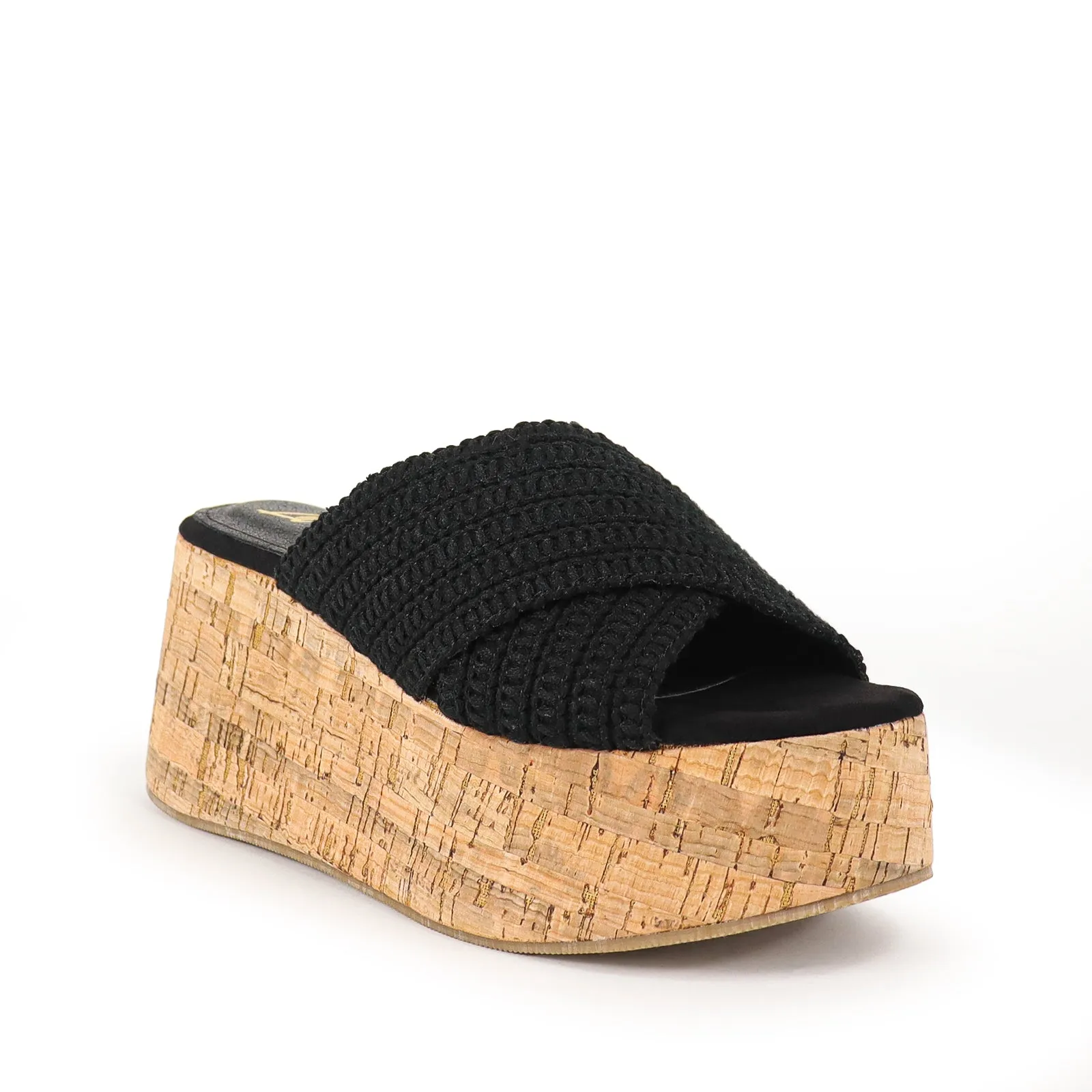 CASA-1 Black Woven Criss Cross Vamp