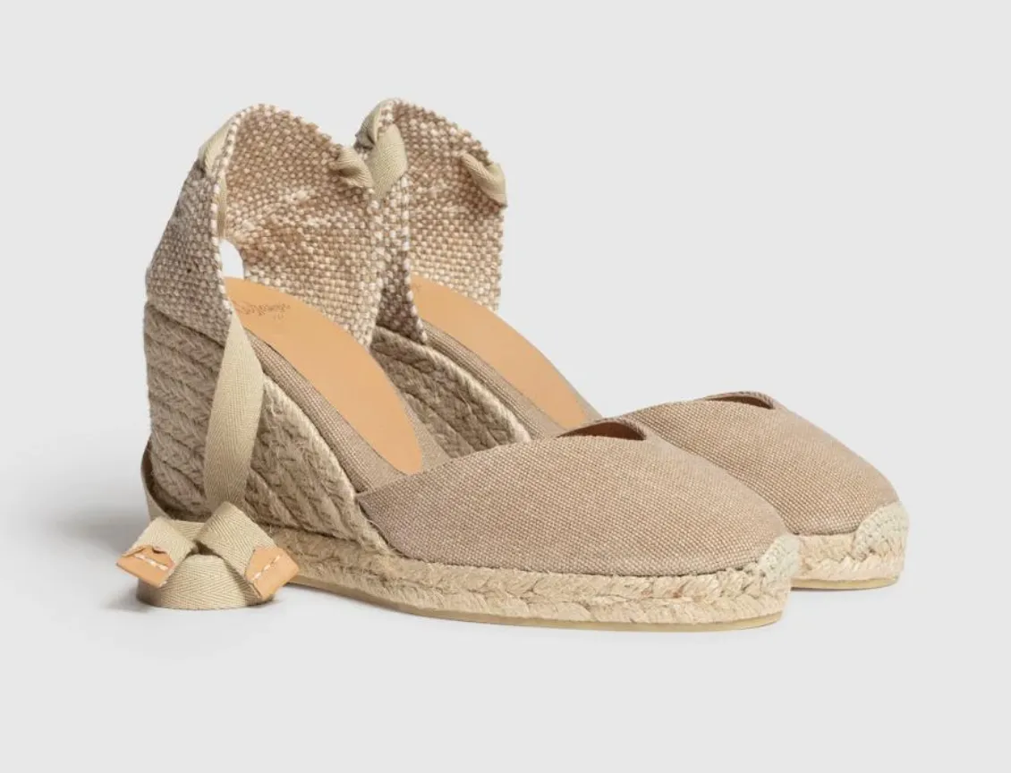 Castaner Chiara 8 Sand Beige Platform Canvas Wedge Espadrilles