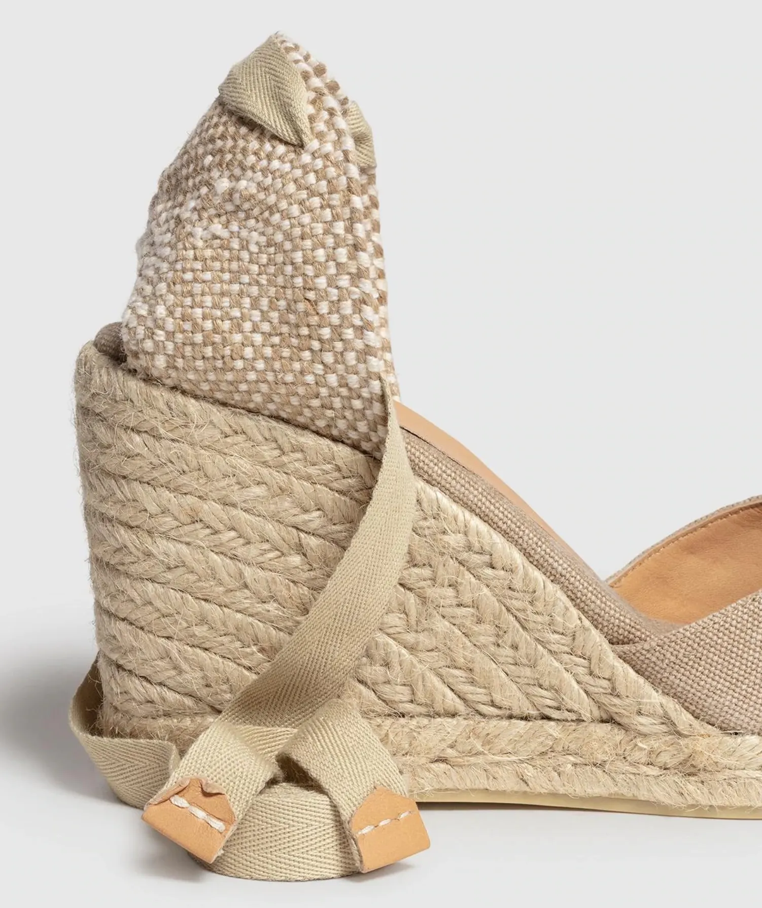 Castaner Chiara 8 Sand Beige Platform Canvas Wedge Espadrilles