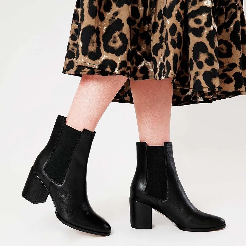 Castel Black Leather Chelsea Boots