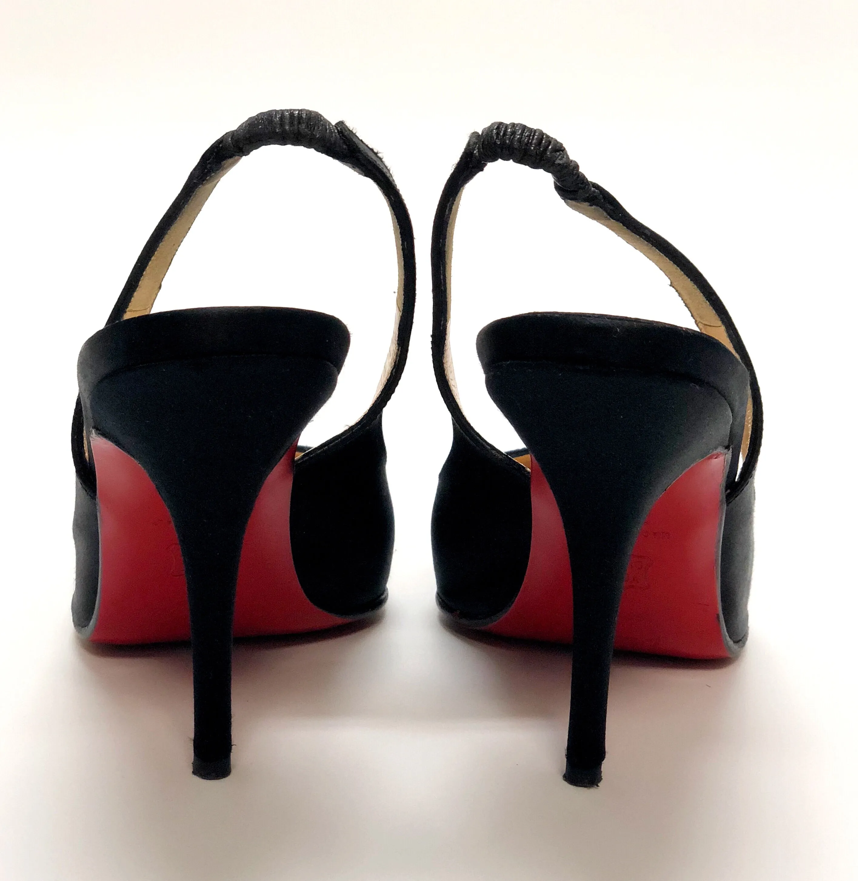 Christian Louboutin Black Satin Slingback Pumps