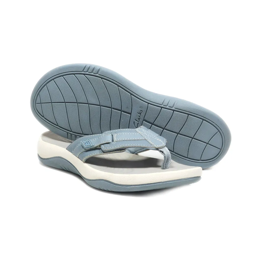 Clarks Cloudsteppers Flip Flops Leather Blue Colour For Women