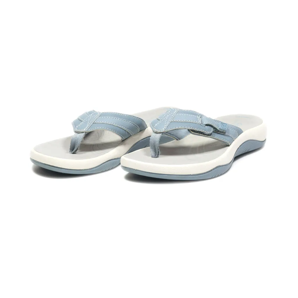 Clarks Cloudsteppers Flip Flops Leather Blue Colour For Women