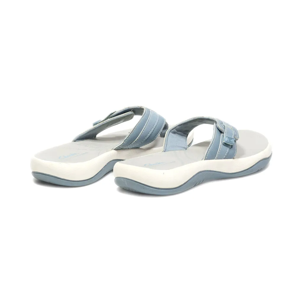 Clarks Cloudsteppers Flip Flops Leather Blue Colour For Women