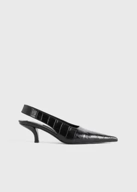 Classic croco-embossed slingbacks black