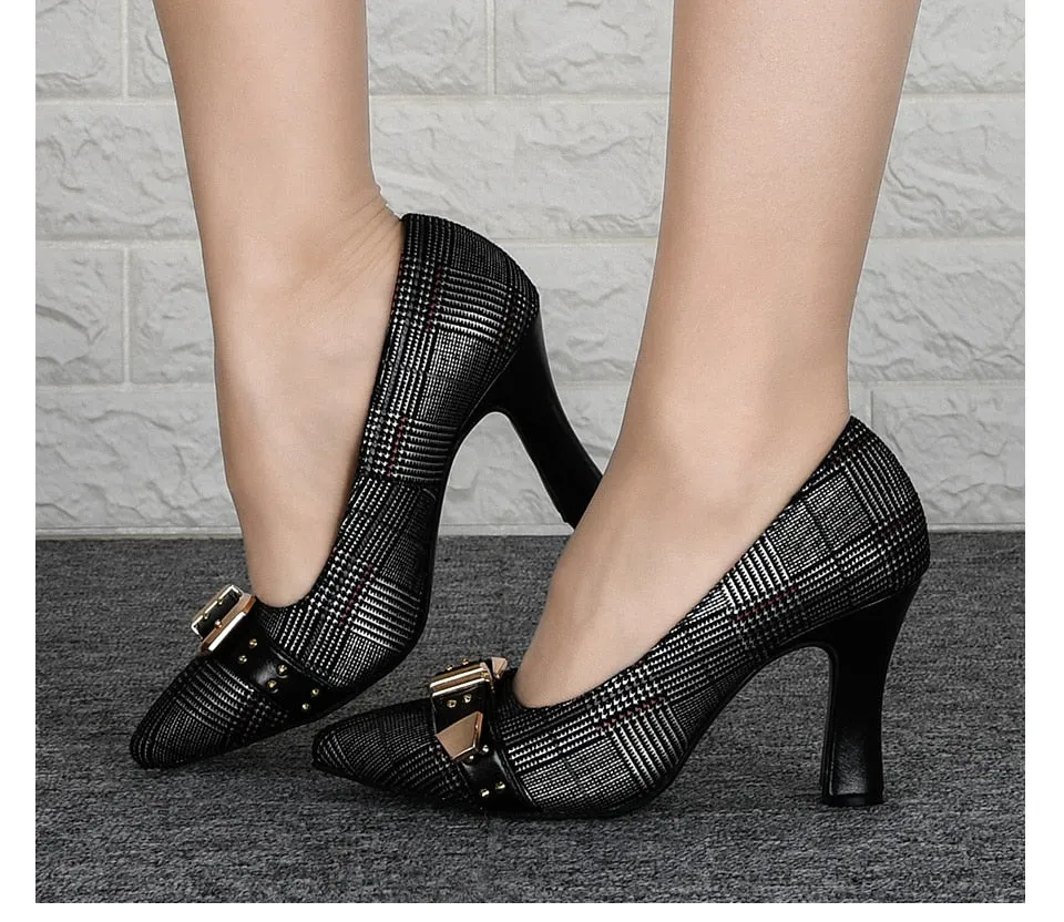 Classic Denim Pointed Toe Women's High Heel Office Pumps