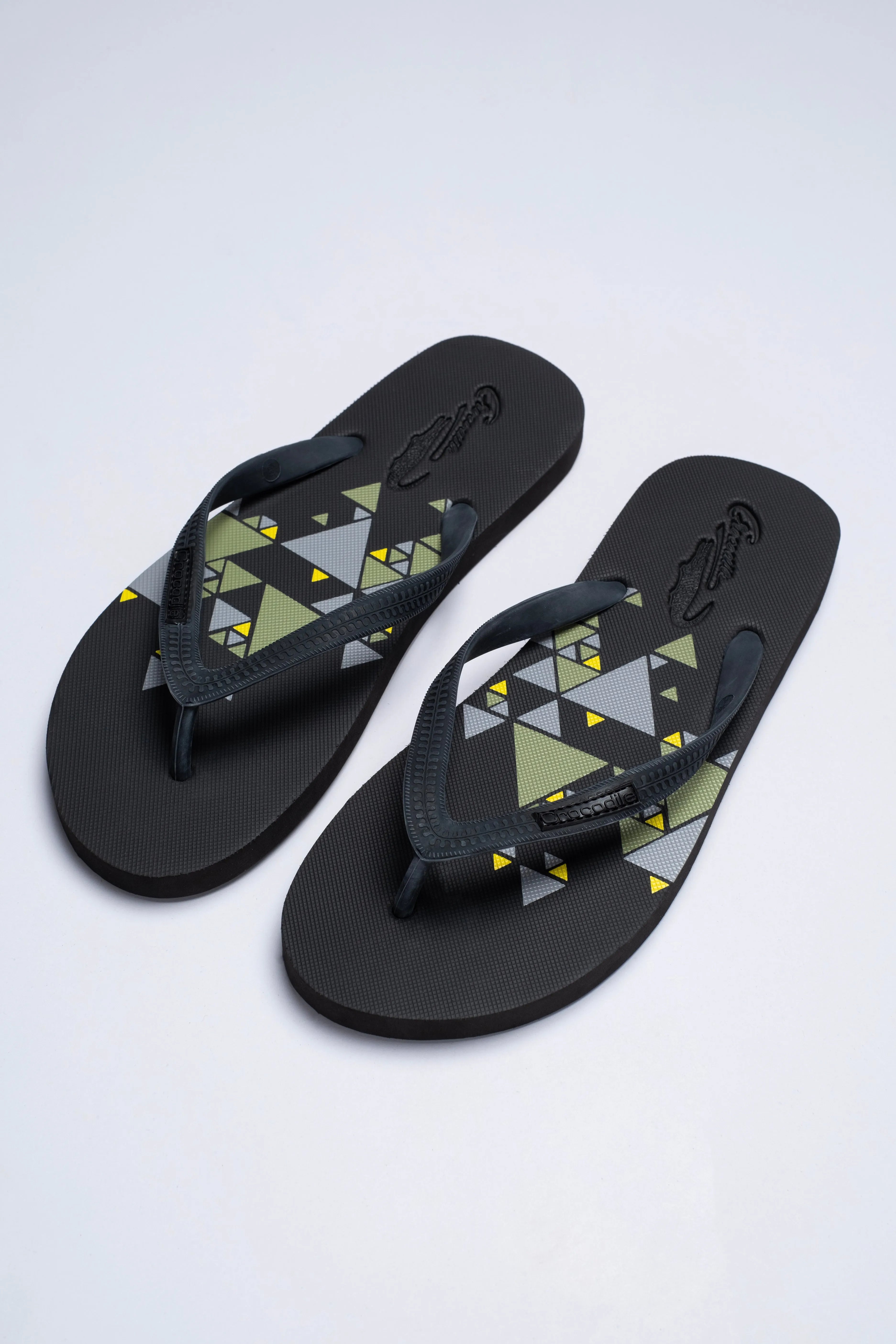 Crocodile Printed Flip Flop-Black