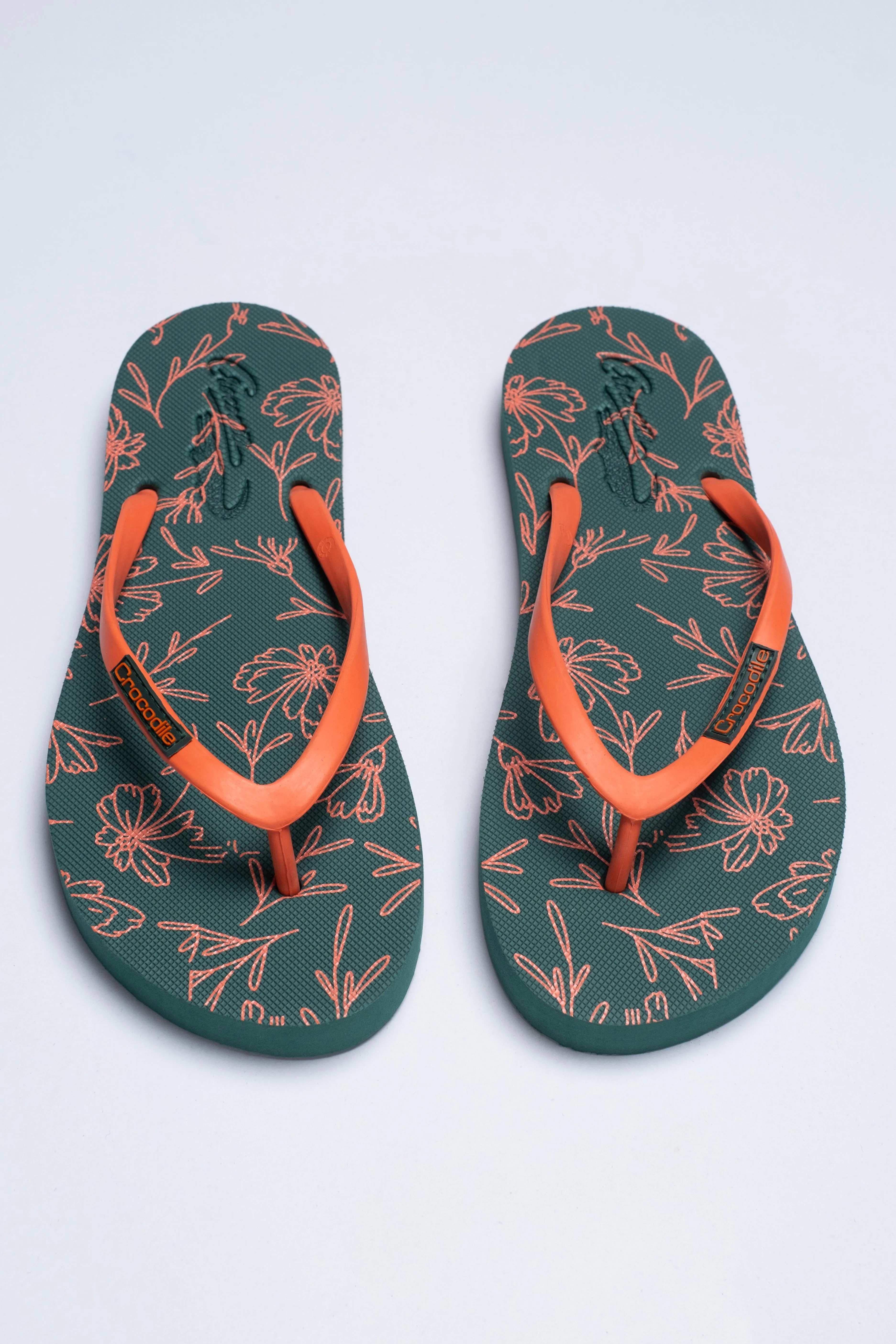 Crocodile Printed Flip Flop-Green