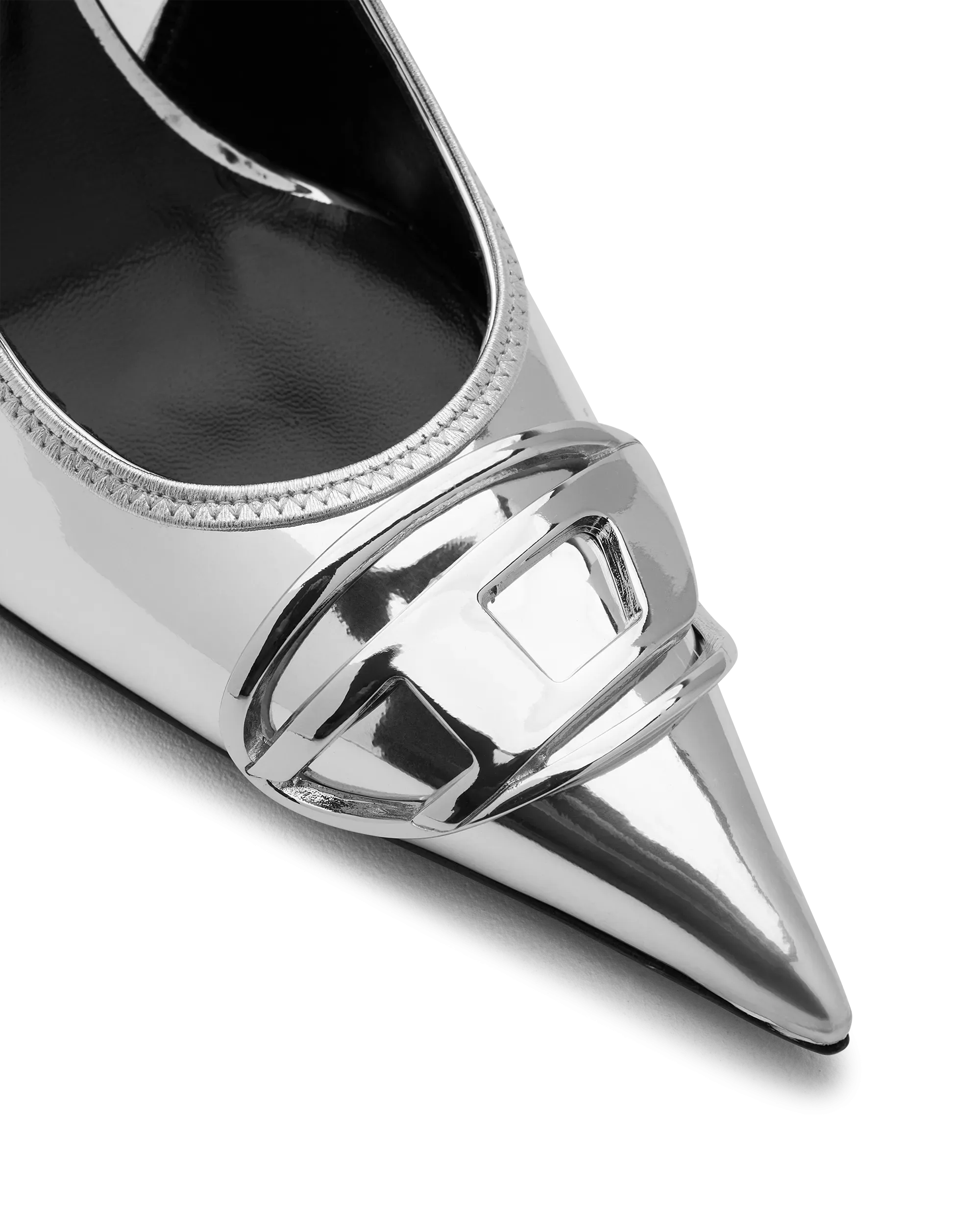 D-Venus Mirrored Finish Slingback Pumps