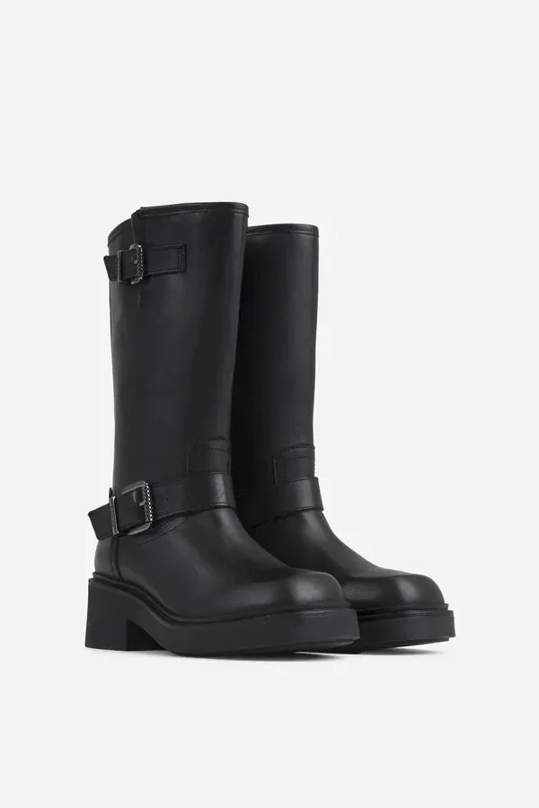 Daffey Black Biker Boots