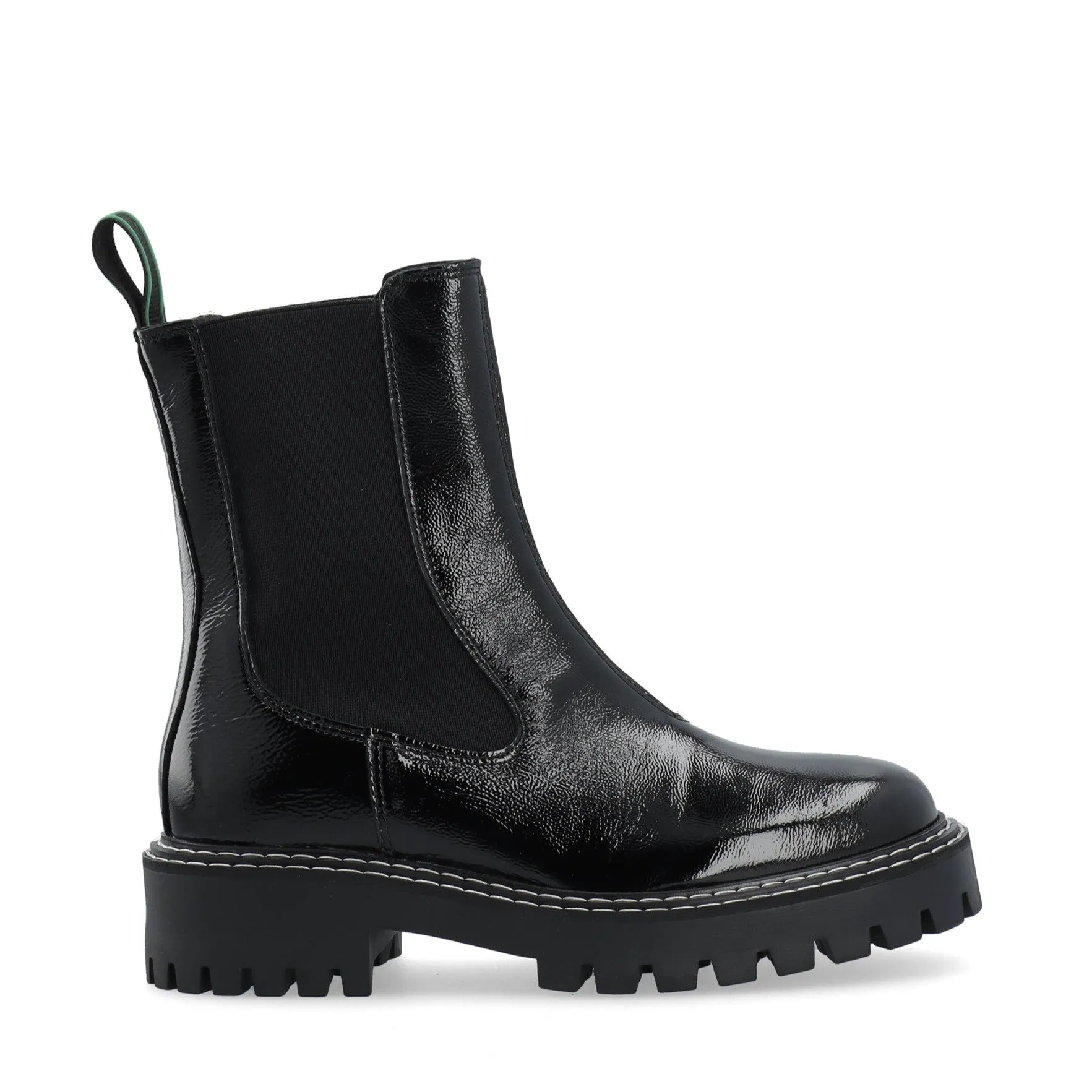 Demmi Black Patent Chelsea Boots