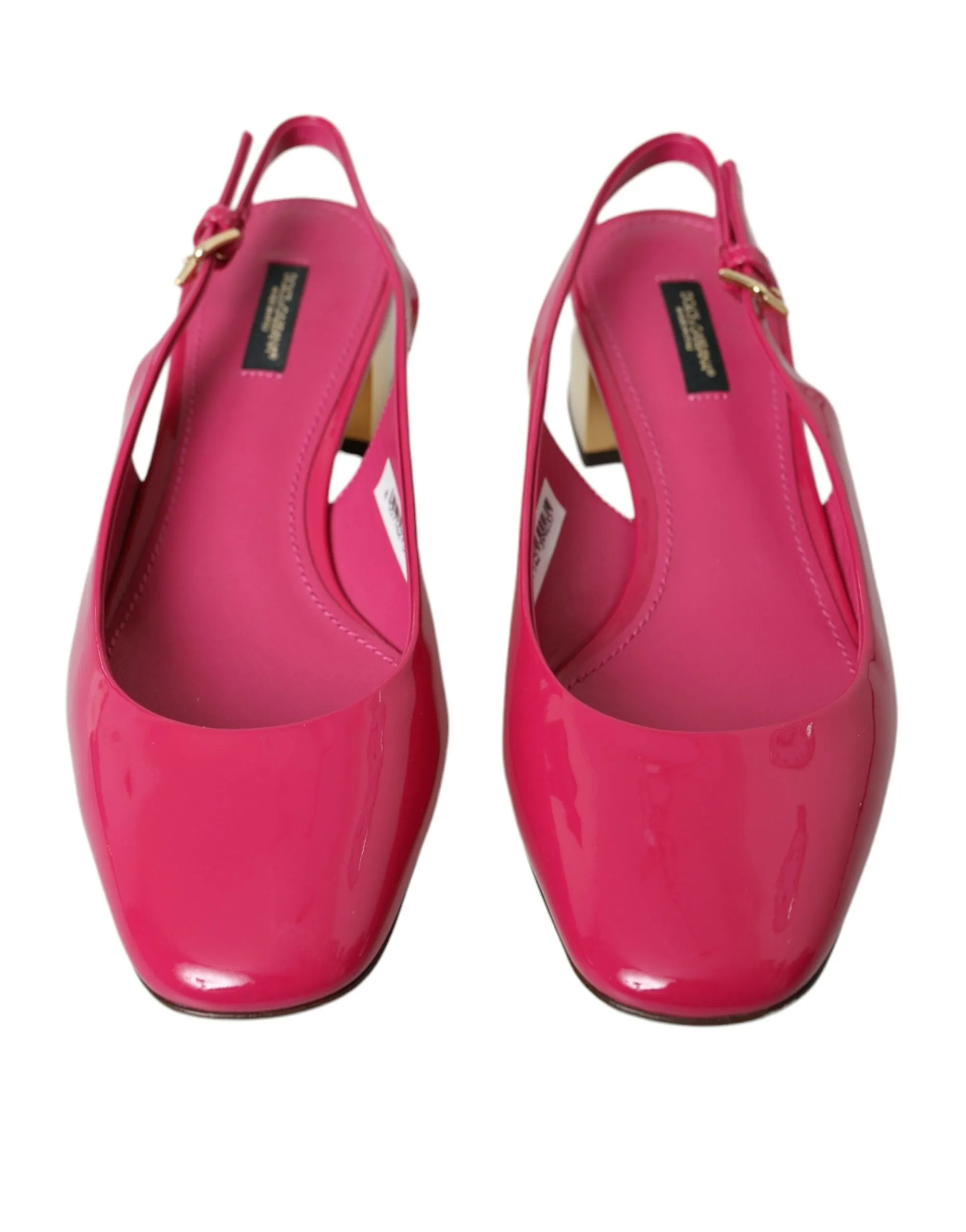 Dolce & Gabbana Pink Embellished Leather Slingback Shoes