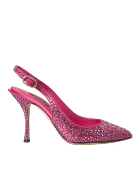 Dolce & Gabbana Pink Slingbacks Crystal Pumps Shoes