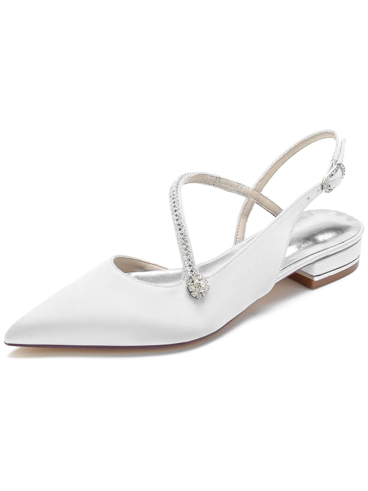 Double Straps Crystal Pointed Toe Mules