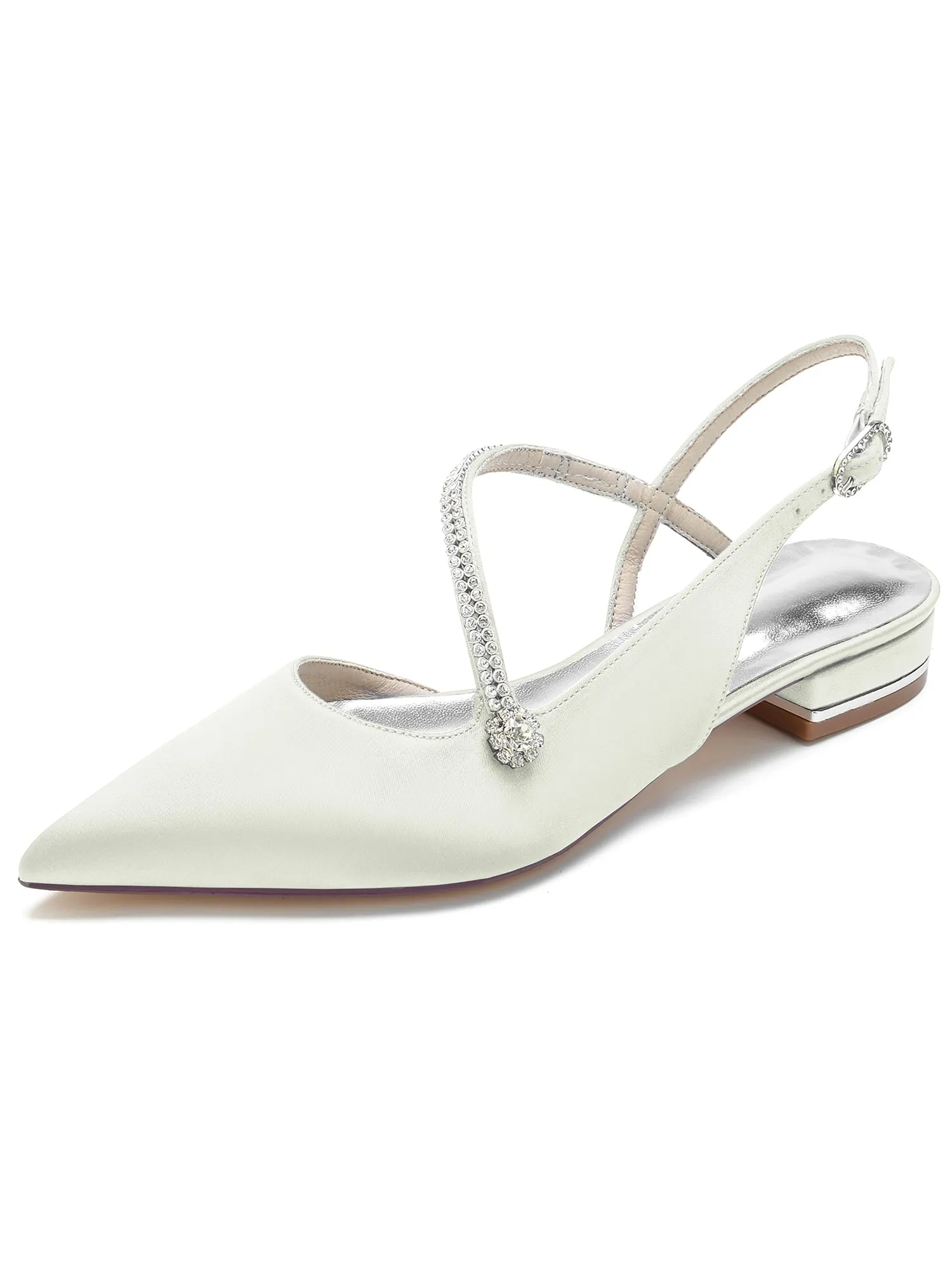 Double Straps Crystal Pointed Toe Mules