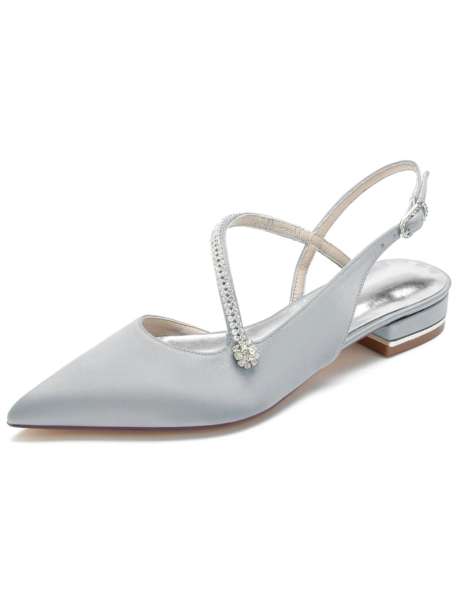 Double Straps Crystal Pointed Toe Mules