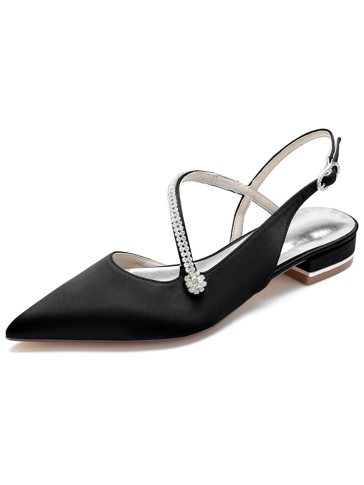 Double Straps Crystal Pointed Toe Mules