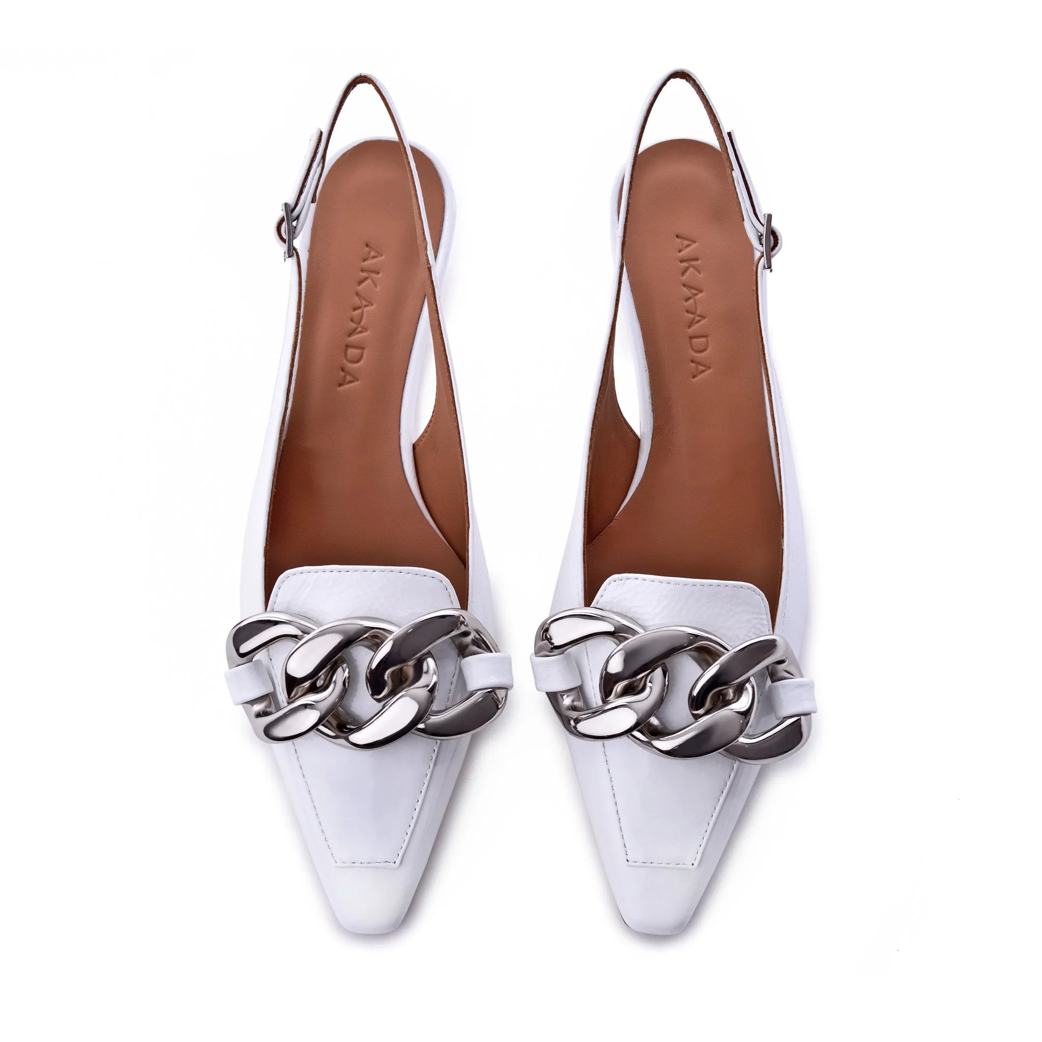 Erity White Naplak Slingback Pumps