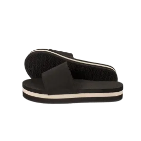 ESSNTLS Womens PLATFORM Slides - Black & Sea Salt Stripe