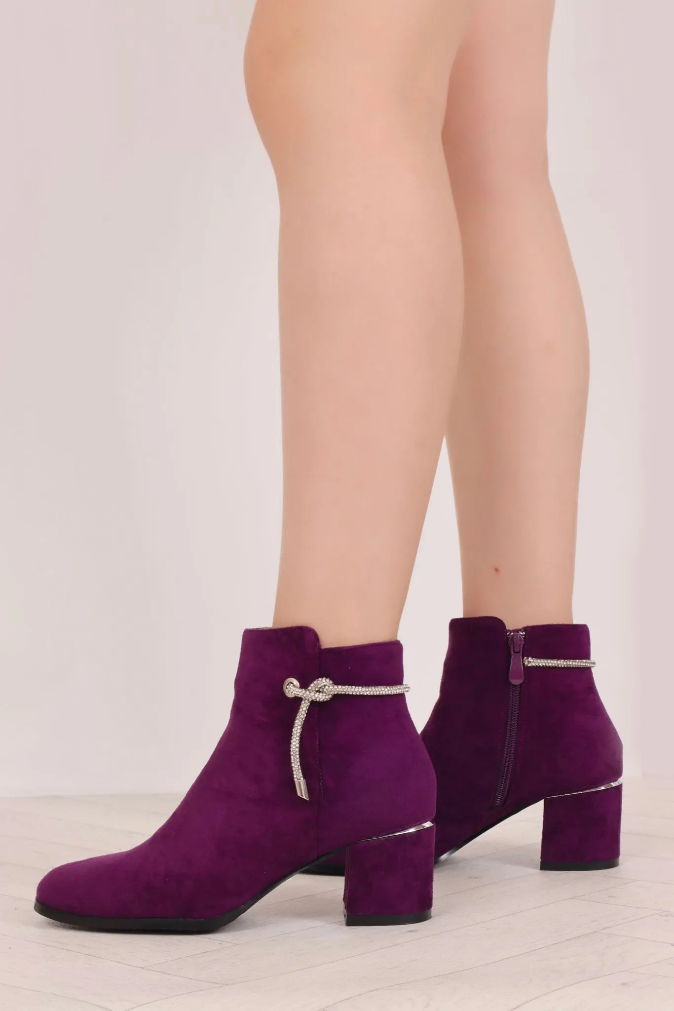 Gaynor Low Heeled Ankle Boots - Purple