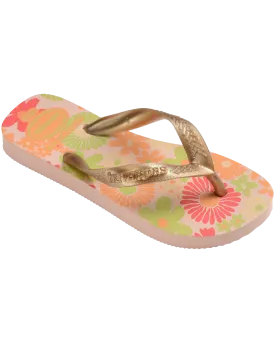 Girls Flores Flip Flops in Ballet Rose