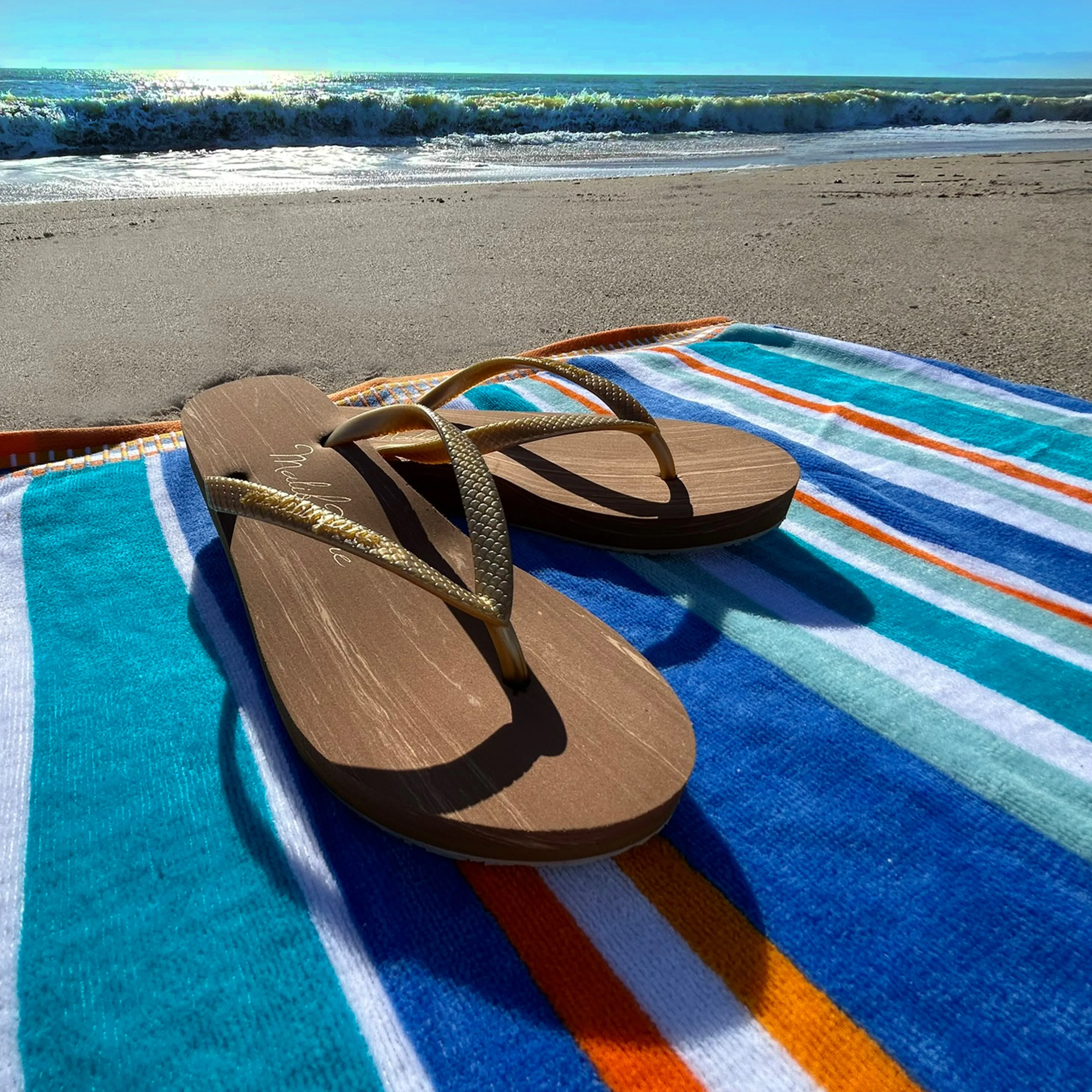 HUNTINGTON FLIP FLOPS WOOD BRONZE