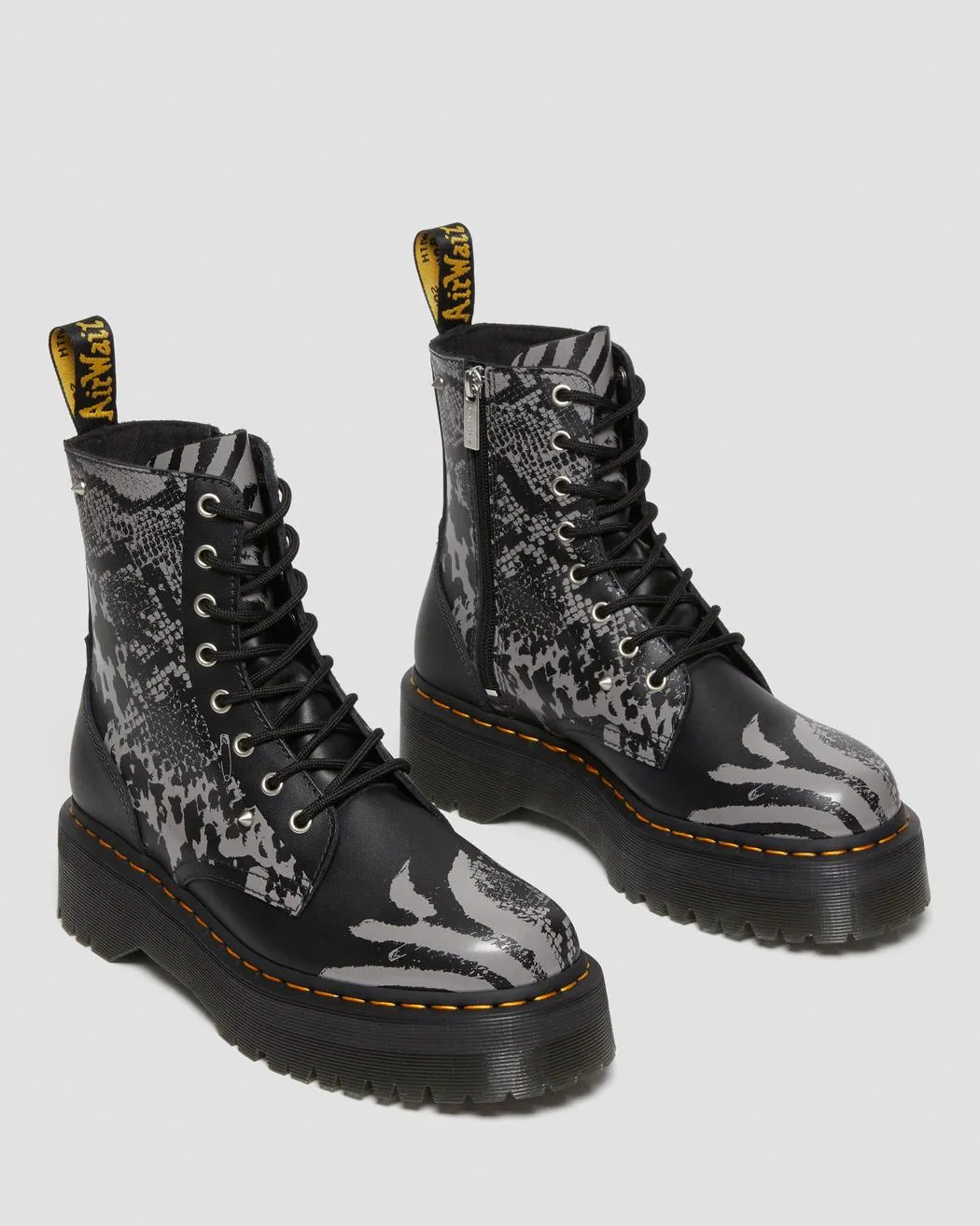 Jadon Animal Clash Leather Platform Boots