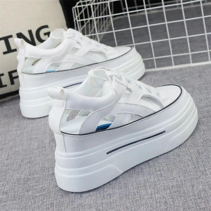 Joskaa 2024 New Womens White Platform Sneakers