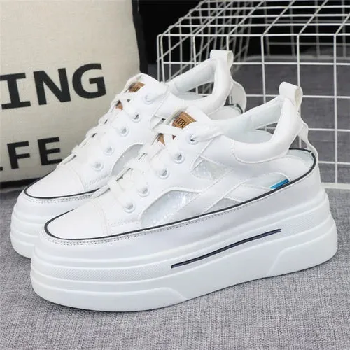 Joskaa 2024 New Womens White Platform Sneakers