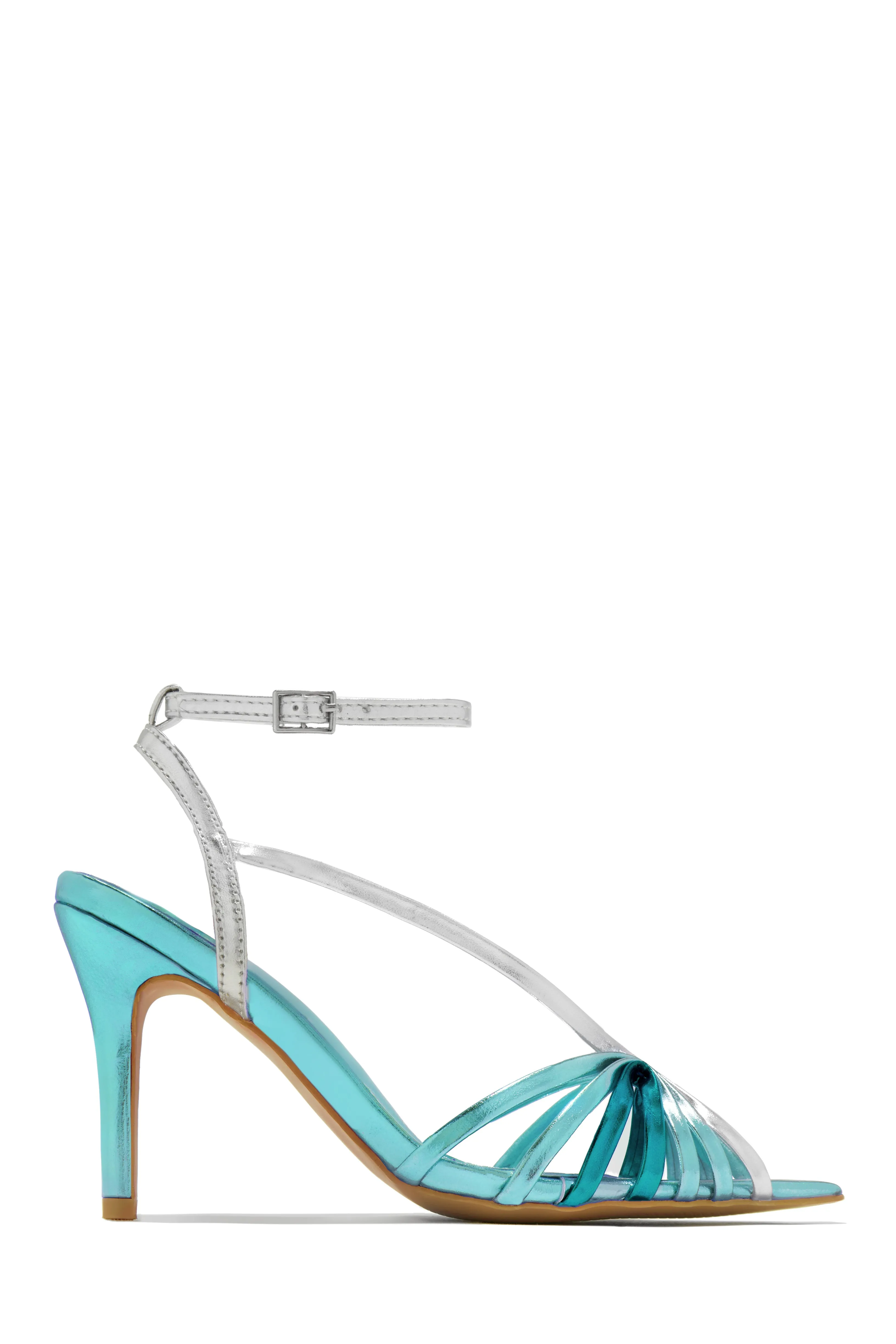 Kataya Ankle Strap Pointed Toe Heels - Blue