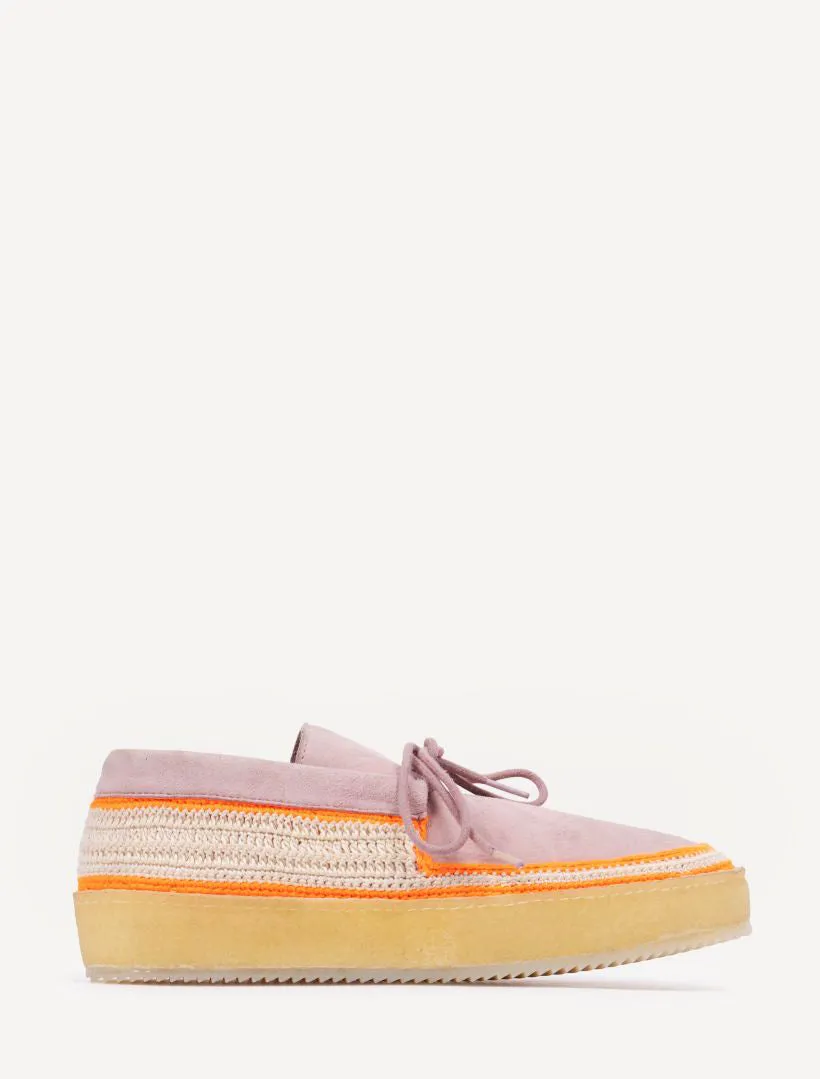 Komo Crochet Moccasin Misty Rose Neon Orange