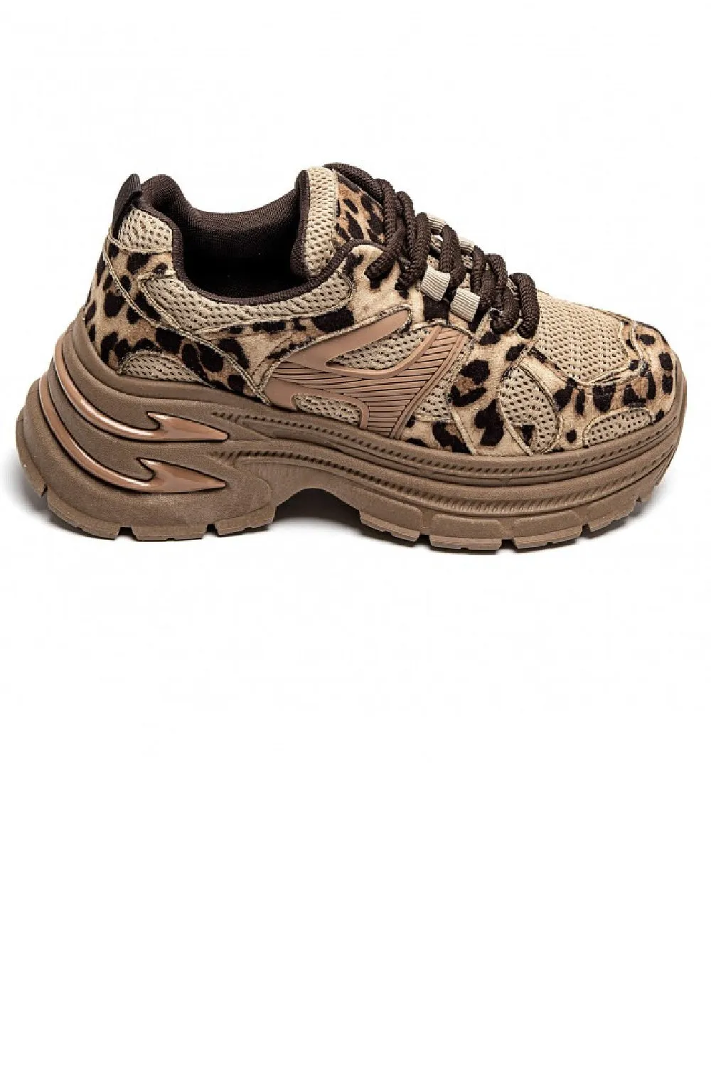 LEOPARD PRINT LACE UP DESIGNER CHUNKY SNEAKERS TRAINERS