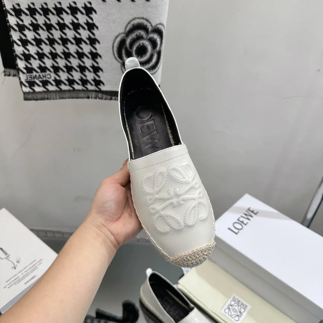 Loew Anagram Espadrille White Black Leather